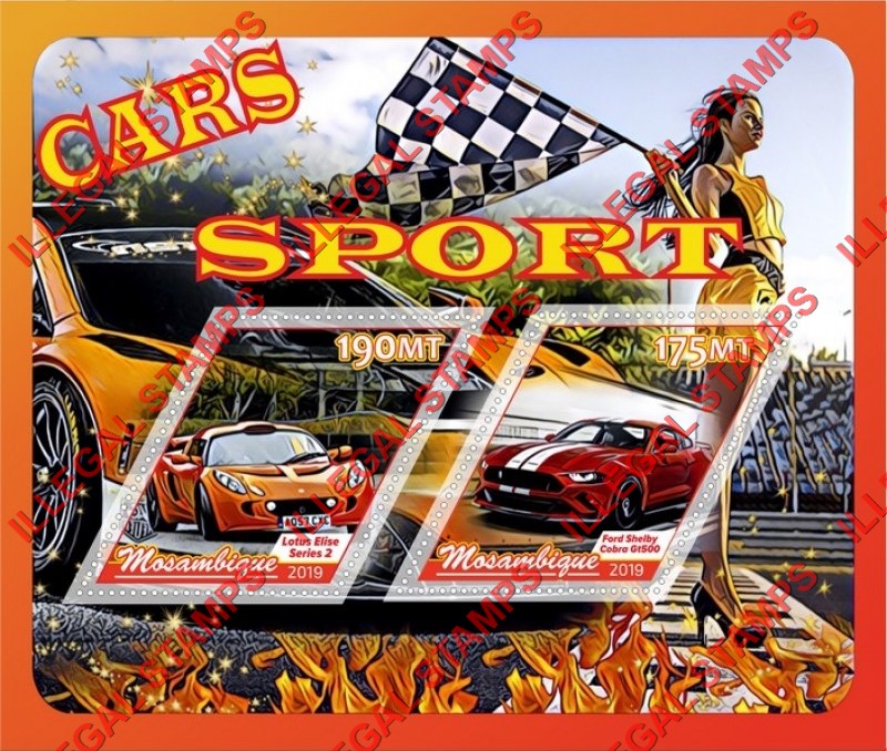 Mozambique 2019 Sport Cars Counterfeit Illegal Stamp Souvenir Sheet of 2 Mozambique 2019 Sport Cars Counterfeit Illegal Stamp Souvenir Sheet of 2