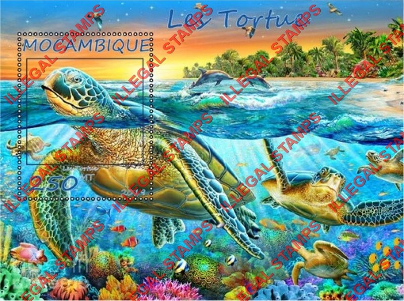 Mozambique 2019 Turtles Counterfeit Illegal Stamp Souvenir Sheet of 1 Mozambique 2019 Turtles Counterfeit Illegal Stamp Souvenir Sheet of 1