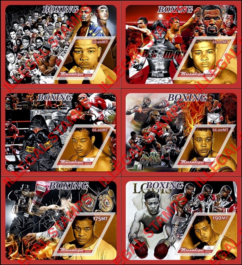 Mozambique 2020 Boxing Joe Louis Counterfeit Illegal Stamp Souvenir Sheets of 1 Mozambique 2020 Boxing Joe Louis Counterfeit Illegal Stamp Souvenir Sheets of 1