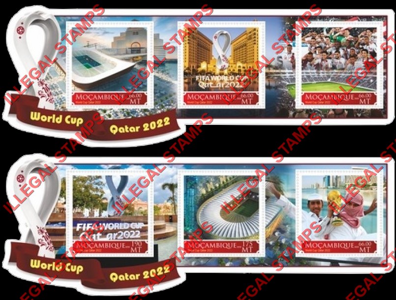 Mozambique 2020 FIFA World Cup Soccer in Qatar in 2022 Counterfeit Illegal Stamp Souvenir Sheets of 3 Mozambique 2020 FIFA World Cup Soccer in Qatar in 2022 Counterfeit Illegal Stamp Souvenir Sheets of 3