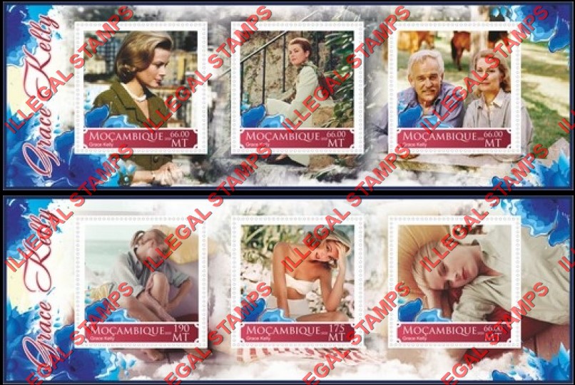 Mozambique 2020 Grace Kelly Counterfeit Illegal Stamp Souvenir Sheets of 3 Mozambique 2020 Grace Kelly Counterfeit Illegal Stamp Souvenir Sheets of 3