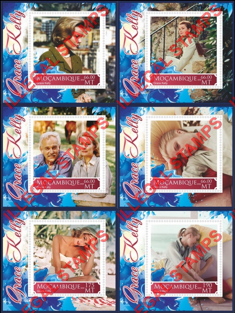 Mozambique 2020 Grace Kelly Counterfeit Illegal Stamp Souvenir Sheets of 1 Mozambique 2020 Grace Kelly Counterfeit Illegal Stamp Souvenir Sheets of 1