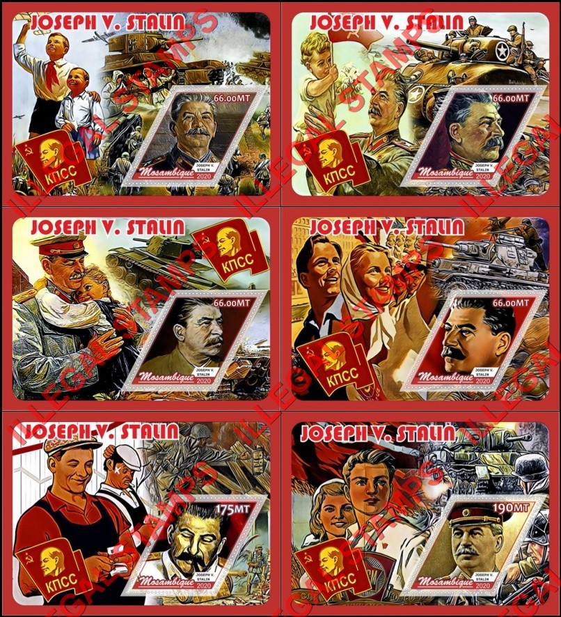 Mozambique 2020 Joseph Stalin (different a) Counterfeit Illegal Stamp Souvenir Sheets of 1 Mozambique 2020 Joseph Stalin (different a) Counterfeit Illegal Stamp Souvenir Sheets of 1