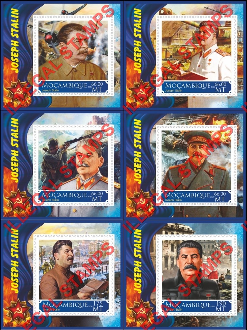 Mozambique 2020 Joseph Stalin (different) Counterfeit Illegal Stamp Souvenir Sheets of 1 Mozambique 2020 Joseph Stalin (different) Counterfeit Illegal Stamp Souvenir Sheets of 1