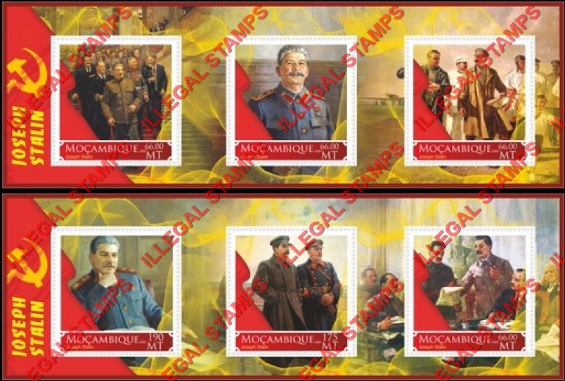 Mozambique 2020 Joseph Stalin Counterfeit Illegal Stamp Souvenir Sheets of 3 Mozambique 2020 Joseph Stalin Counterfeit Illegal Stamp Souvenir Sheets of 3