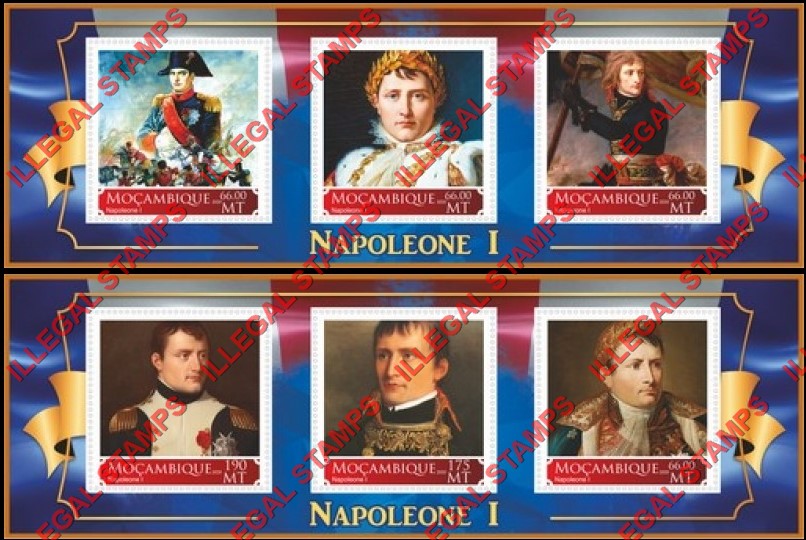 Mozambique 2020 Napoleon Bonaparte (different a) Counterfeit Illegal Stamp Souvenir Sheets of 3 Mozambique 2020 Napoleon Bonaparte (different a) Counterfeit Illegal Stamp Souvenir Sheets of 3