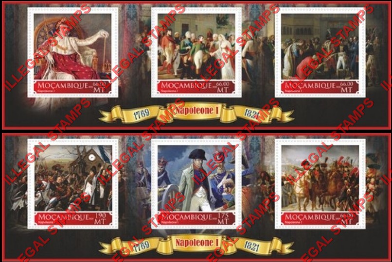 Mozambique 2020 Napoleon Bonaparte (different b) Counterfeit Illegal Stamp Souvenir Sheets of 3 Mozambique 2020 Napoleon Bonaparte (different b) Counterfeit Illegal Stamp Souvenir Sheets of 3