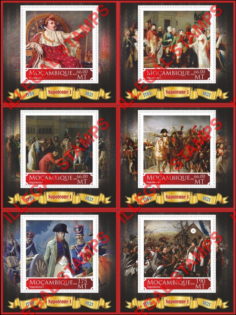Mozambique 2020 Napoleon Bonaparte (different b) Counterfeit Illegal Stamp Souvenir Sheets of 1 Mozambique 2020 Napoleon Bonaparte (different b) Counterfeit Illegal Stamp Souvenir Sheets of 1