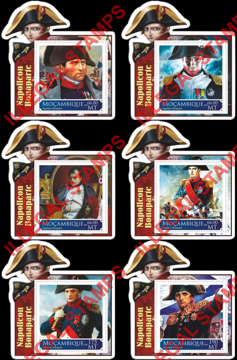 Mozambique 2020 Napoleon Bonaparte (different c) Counterfeit Illegal Stamp Souvenir Sheets of 1 Mozambique 2020 Napoleon Bonaparte (different c) Counterfeit Illegal Stamp Souvenir Sheets of 1