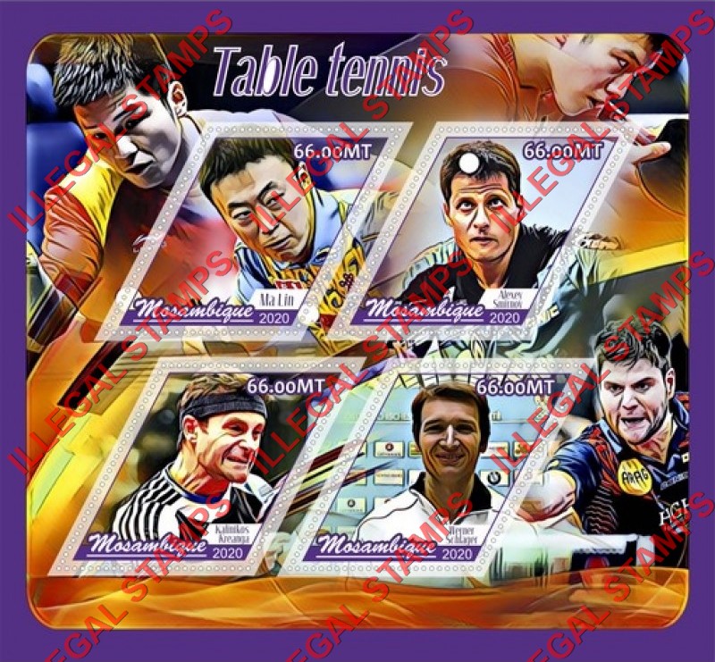 Mozambique 2020 Table Tennis Players Counterfeit Illegal Stamp Souvenir Sheet of 4 Mozambique 2020 Table Tennis Players Counterfeit Illegal Stamp Souvenir Sheet of 4