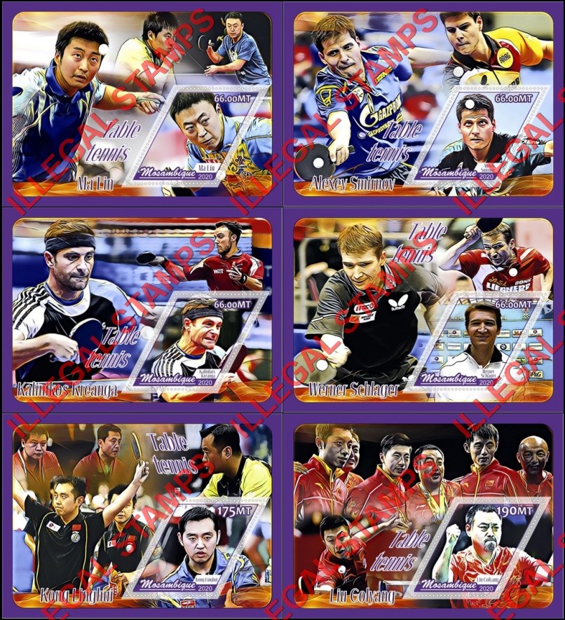 Mozambique 2020 Table Tennis Players Counterfeit Illegal Stamp Souvenir Sheets of 1 Mozambique 2020 Table Tennis Players Counterfeit Illegal Stamp Souvenir Sheets of 1