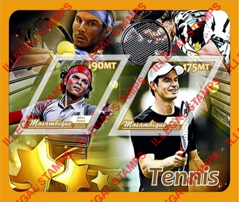 Mozambique 2020 Tennis Players Counterfeit Illegal Stamp Souvenir Sheet of 2 Mozambique 2020 Tennis Players Counterfeit Illegal Stamp Souvenir Sheet of 2