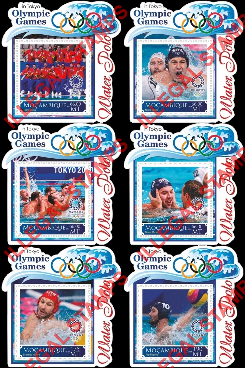 Mozambique 2021 Olympic Games in Tokyo in 2020 Water Polo Counterfeit Illegal Stamp Souvenir Sheets of 1 Mozambique 2021 Olympic Games in Tokyo in 2020 Water Polo Counterfeit Illegal Stamp Souvenir Sheets of 1
