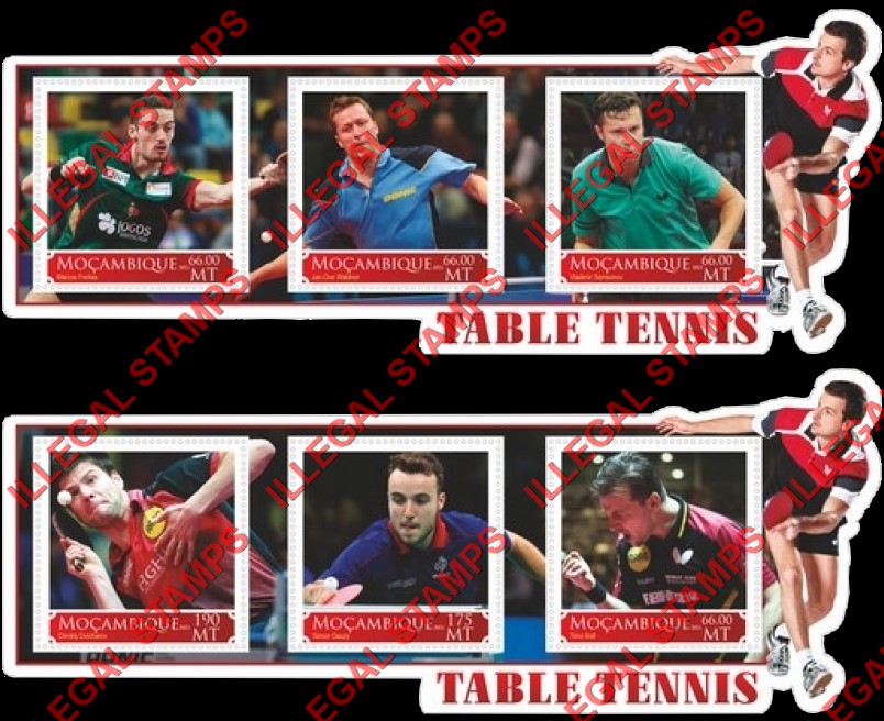 Mozambique 2021 Table Tennis Players Counterfeit Illegal Stamp Souvenir Sheets of 3 Mozambique 2021 Table Tennis Players Counterfeit Illegal Stamp Souvenir Sheets of 3
