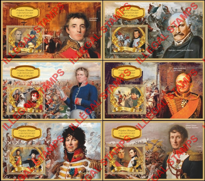 Namibia 2016 Napoleon Bonaparte Battle of Waterloo Illegal Stamp Souvenir Sheets of 1