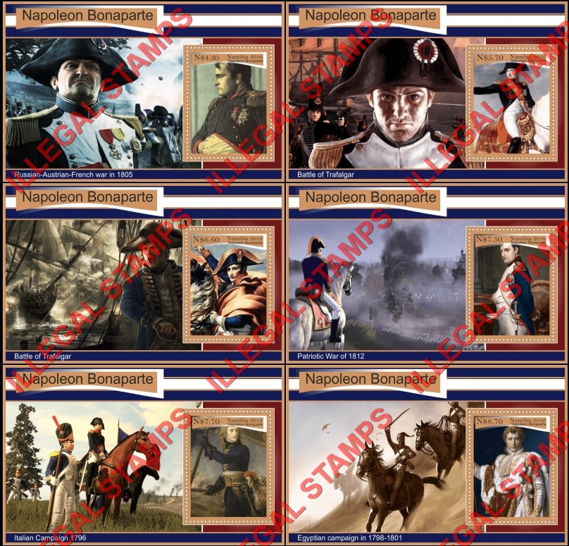 Namibia 2016 Napoleon Bonaparte Illegal Stamp Souvenir Sheets of 1