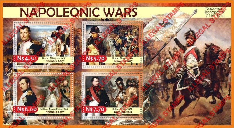 Namibia 2017 Napoleonic Wars Illegal Stamp Souvenir Sheet of 4