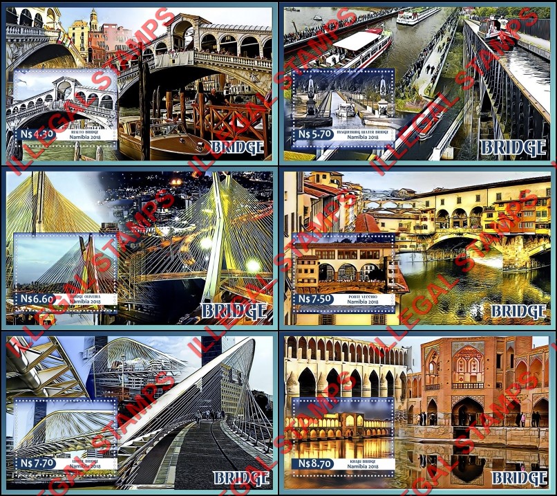Namibia 2018 Bridges Illegal Stamp Souvenir Sheets of 1