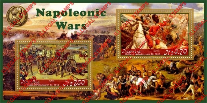 Namibia 2019 Napoleonic Wars Illegal Stamp Souvenir Sheet of 2 Namibia 2019 Napoleonic Wars Illegal Stamp Souvenir Sheet of 2