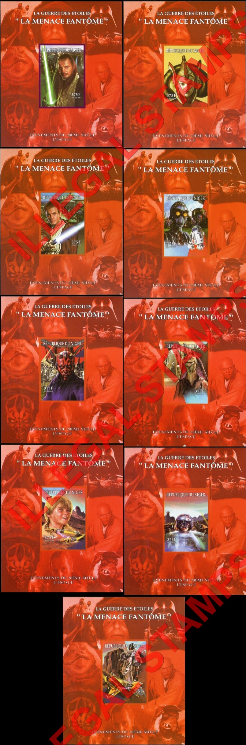 Niger 1998 Space Events in the 20th Century Star Wars The Phantom Illegal Stamp Deluxe Souvenir Sheets of 1