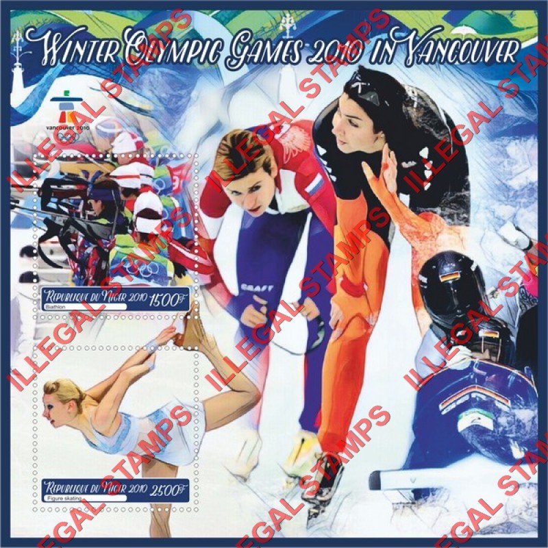 Niger 2010 Winter Olympic Games in Vancouver Illegal Stamp Souvenir Sheet of 2