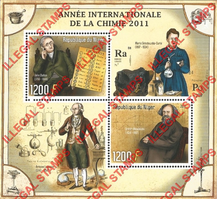 Niger 2011 International Year of Chemistry Illegal Stamp Souvenir Sheet of 2