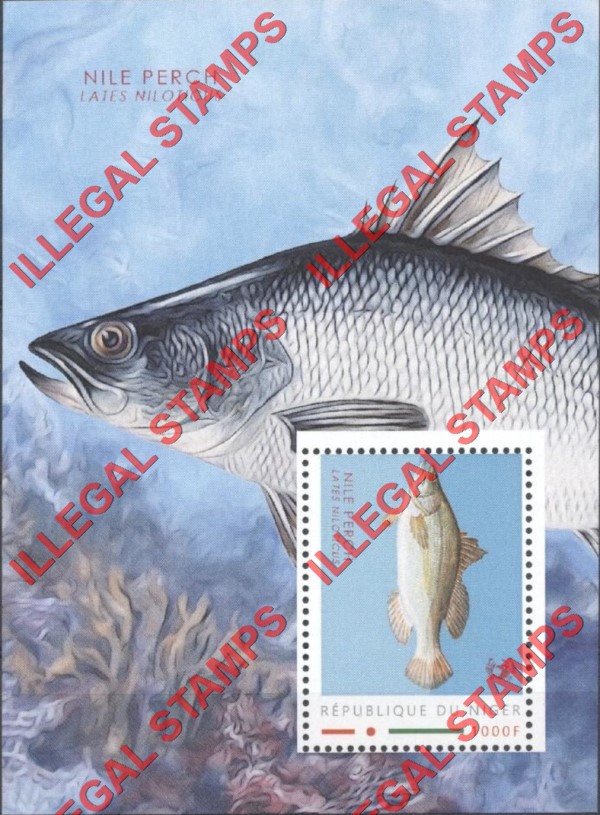 Niger 2012 Animals Fish Nile Perch WW Illegal Stamp Souvenir Sheet of 1 Niger 2012 Animals Fish Nile Perch WW Illegal Stamp Souvenir Sheet of 1