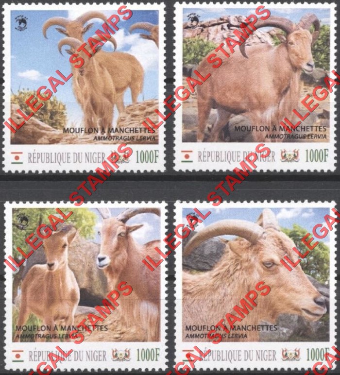 Niger 2012 Animals Goats Mouflon and Manchettes WW Illegal Stamp Set of 4 Niger 2012 Animals Goats Mouflon and Manchettes WW Illegal Stamp Set of 4