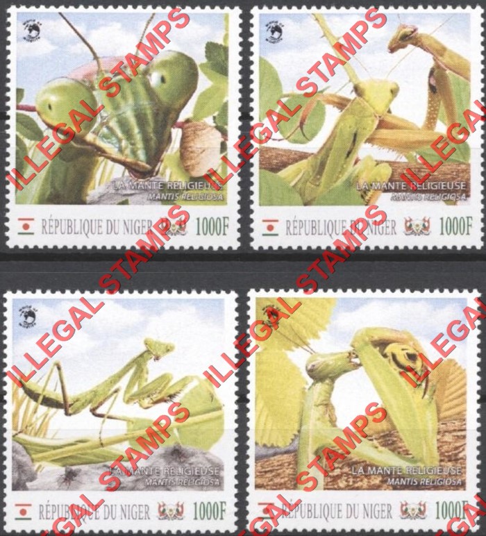 Niger 2012 Animals Insects Preying Mantis WW Illegal Stamp Set of 4 Niger 2012 Animals Insects Preying Mantis WW Illegal Stamp Set of 4