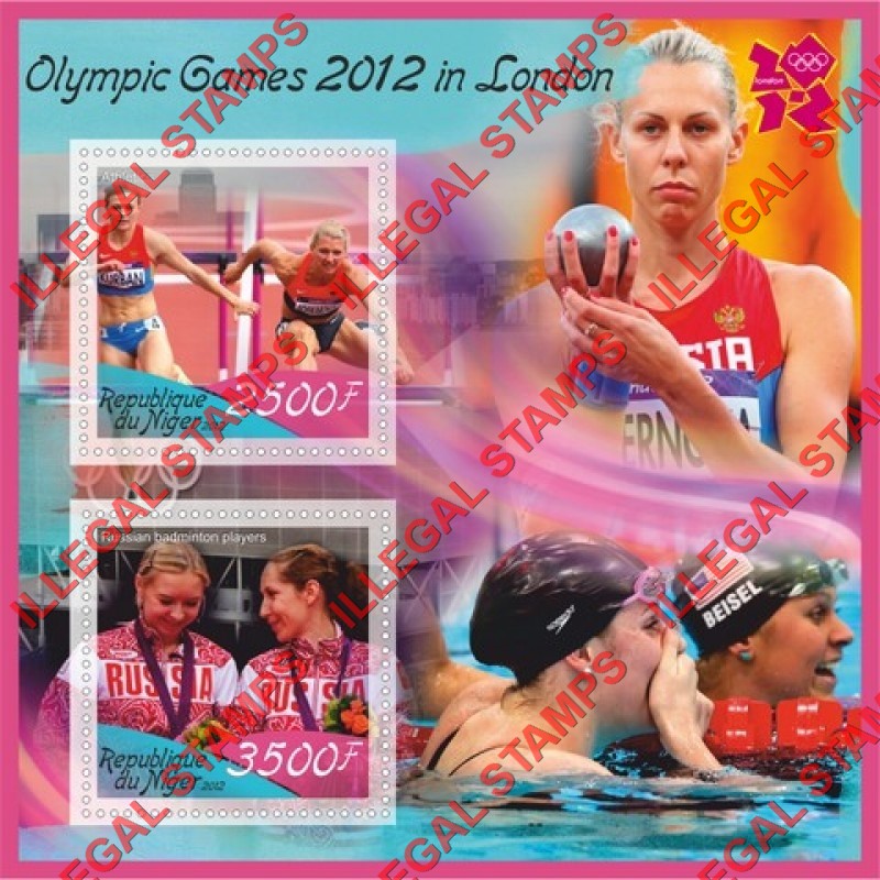 Niger 2012 Olympic Games in London Illegal Stamp Souvenir Sheet of 2 Niger 2012 Olympic Games in London Illegal Stamp Souvenir Sheet of 2