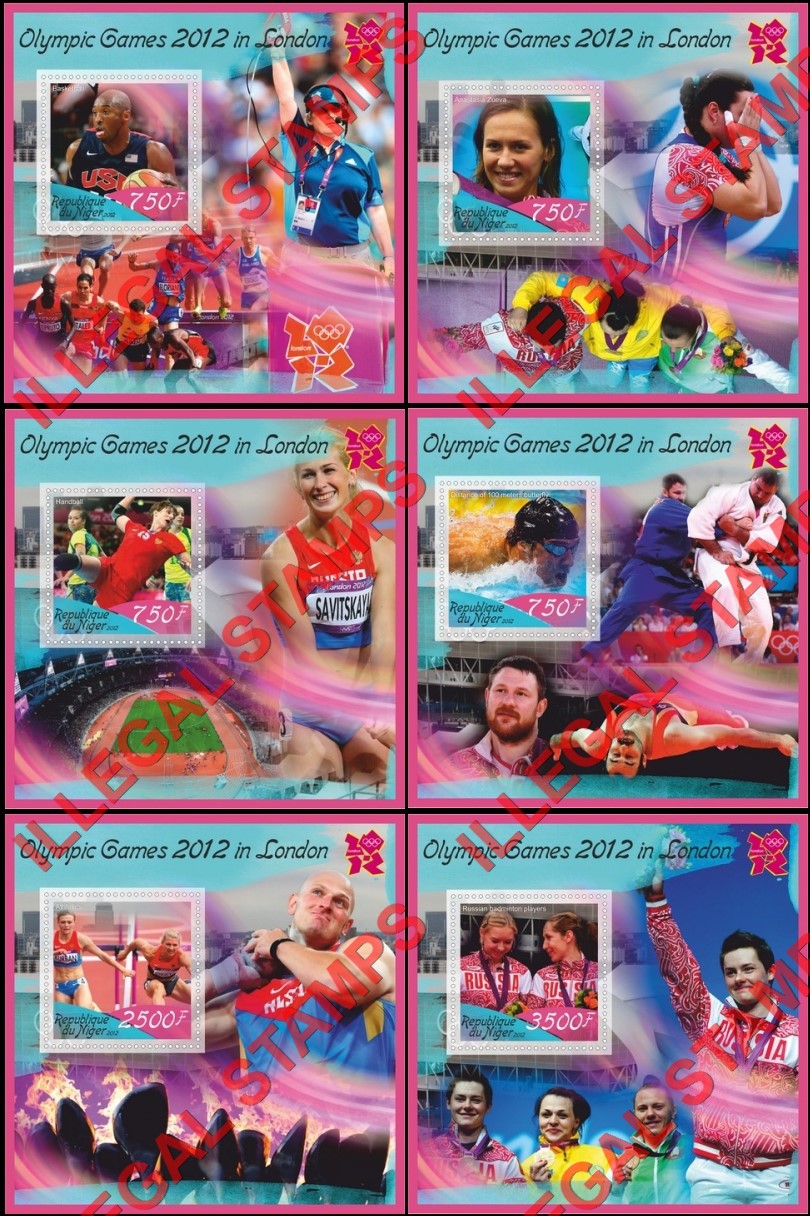 Niger 2012 Olympic Games in London Illegal Stamp Souvenir Sheets of 1 Niger 2012 Olympic Games in London Illegal Stamp Souvenir Sheets of 1