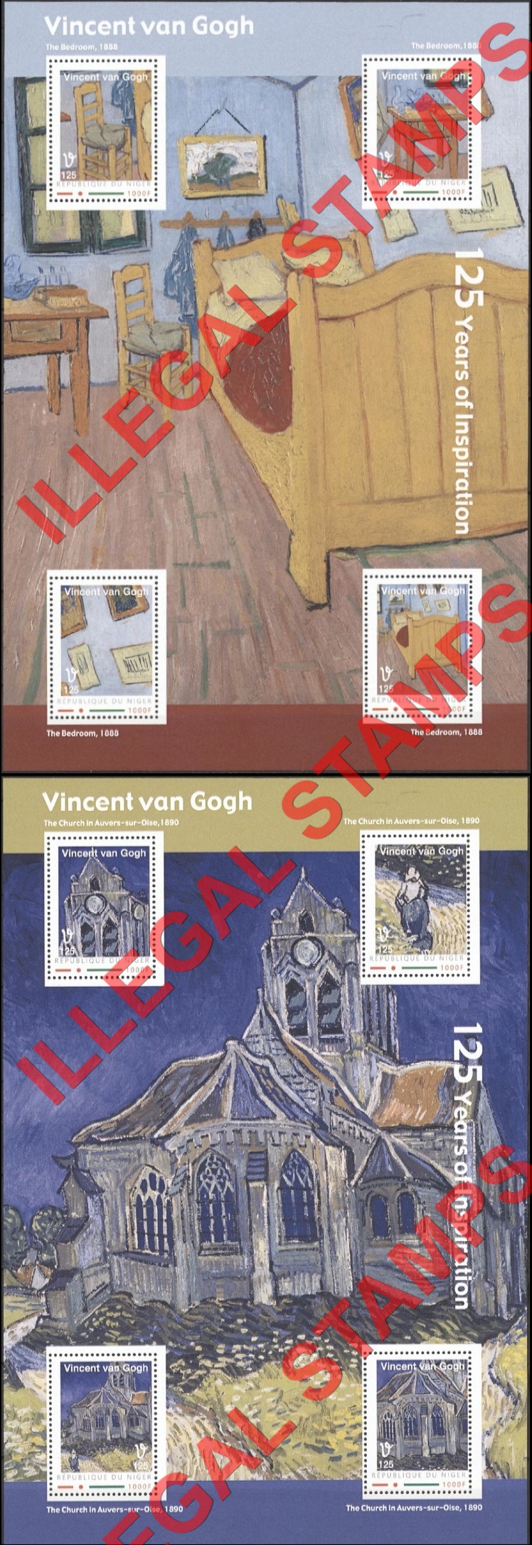 Niger 2012 Paintings by Vincent Van Gogh Illegal Stamp Souvenir Sheets of 4 (Part 5) Niger 2012 Paintings by Vincent Van Gogh Illegal Stamp Souvenir Sheets of 4 (Part 5)