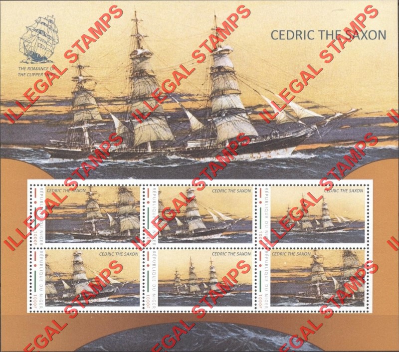 Niger 2012 Sailing Ships Cedric the Saxon Illegal Stamp Souvenir Sheet of 6 Niger 2012 Sailing Ships Cedric the Saxon Illegal Stamp Souvenir Sheet of 6