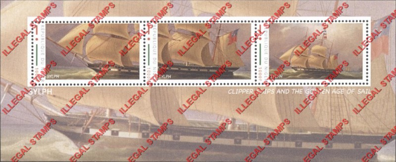 Niger 2012 Sailing Ships Sylph Illegal Stamp Souvenir Sheet of 3 Niger 2012 Sailing Ships Sylph Illegal Stamp Souvenir Sheet of 3