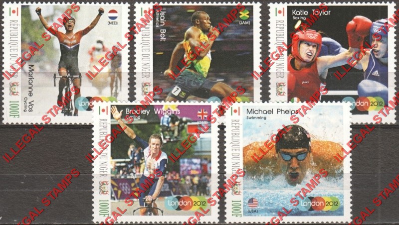 Niger 2012 Summer Olympic Games in London Illegal Stamp Set of 5 Niger 2012 Summer Olympic Games in London Illegal Stamp Set of 5