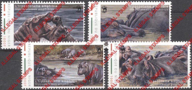 Niger 2013 Animals Hippopatamus WW Illegal Stamp Set of 4 Niger 2013 Animals Hippopatamus WW Illegal Stamp Set of 4