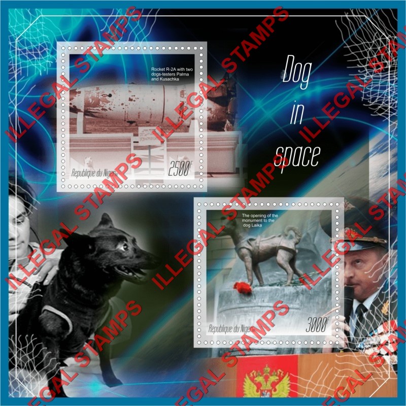 Niger 2016 Dogs in Space Illegal Stamp Souvenir Sheet of 2