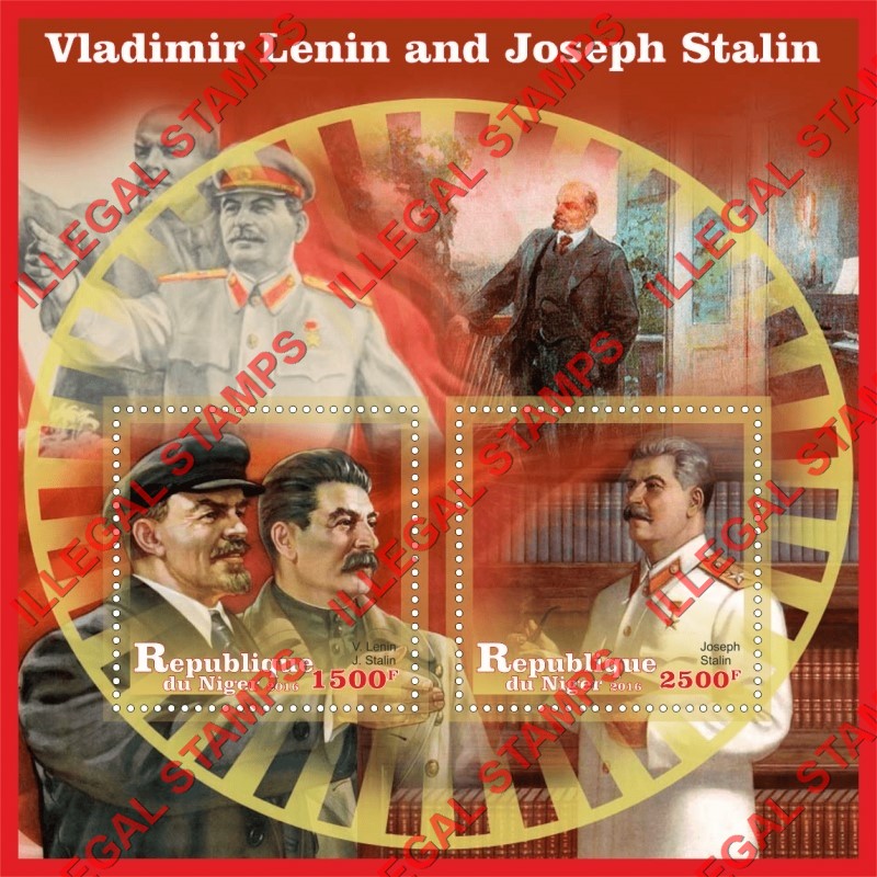 Niger 2016 Lenin and Stalin Illegal Stamp Souvenir Sheet of 2