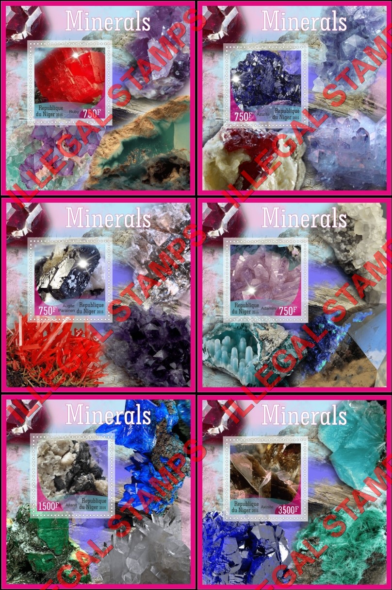Niger 2016 Minerals Illegal Stamp Souvenir Sheets of 1