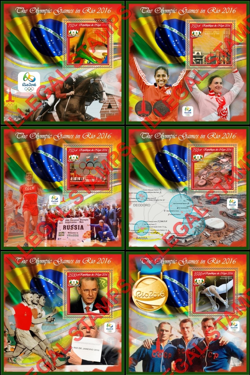 Niger 2016 Olympic Games in Rio Illegal Stamp Souvenir Sheets of 1