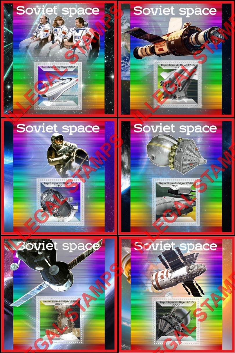 Niger 2016 Space Soviet Illegal Stamp Souvenir Sheets of 1