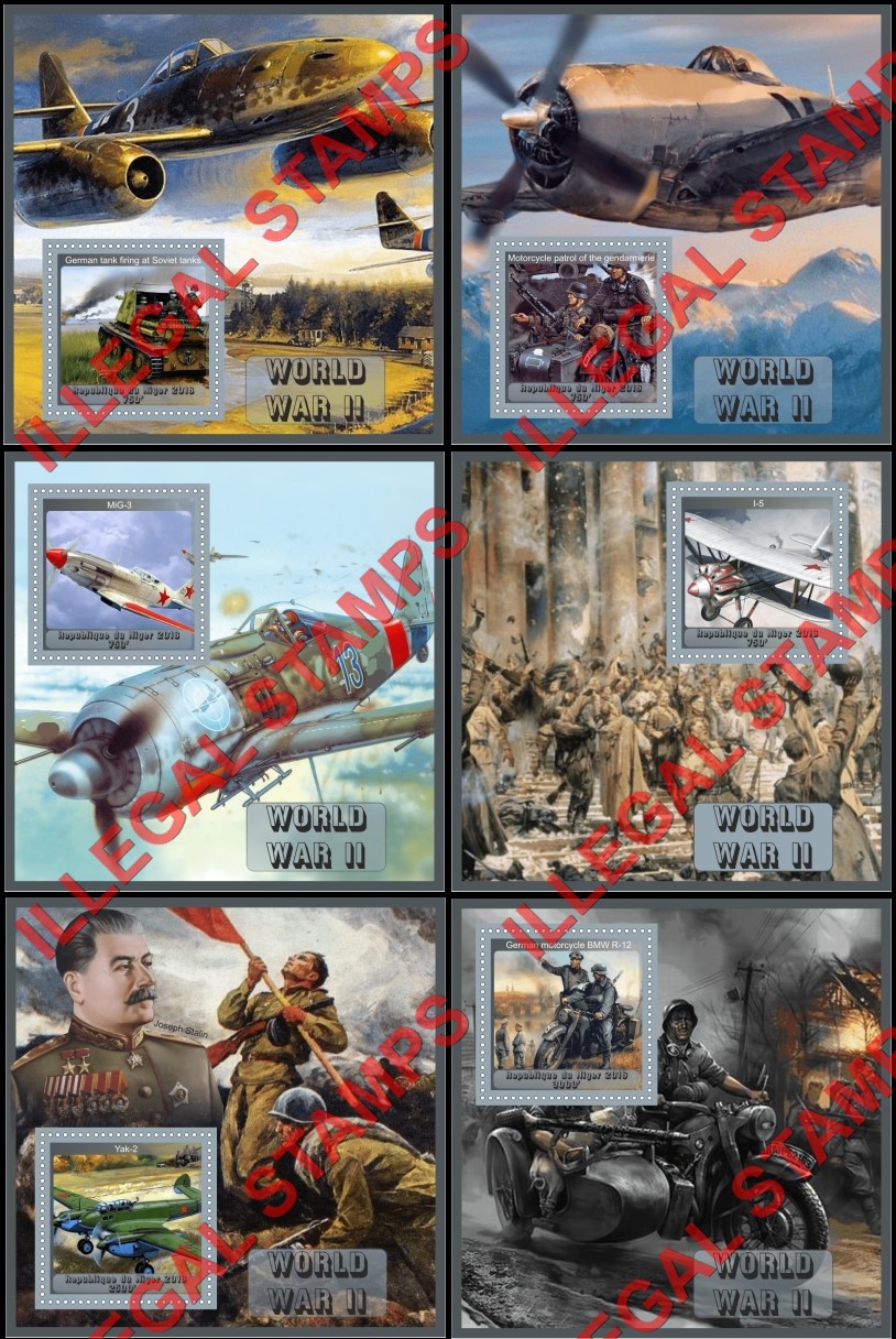 Niger 2016 World War II Illegal Stamp Souvenir Sheets of 1