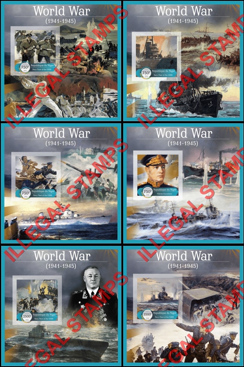 Niger 2016 World War Navy Fleet of the USSR Illegal Stamp Souvenir Sheets of 1