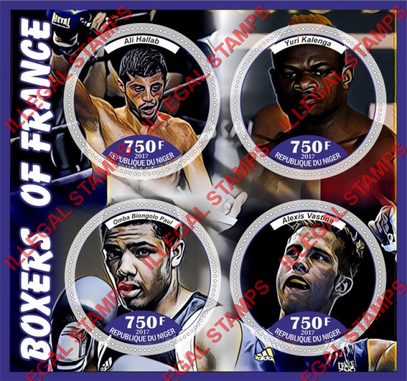 Niger 2017 Boxers in France Illegal Stamp Souvenir Sheet of 4