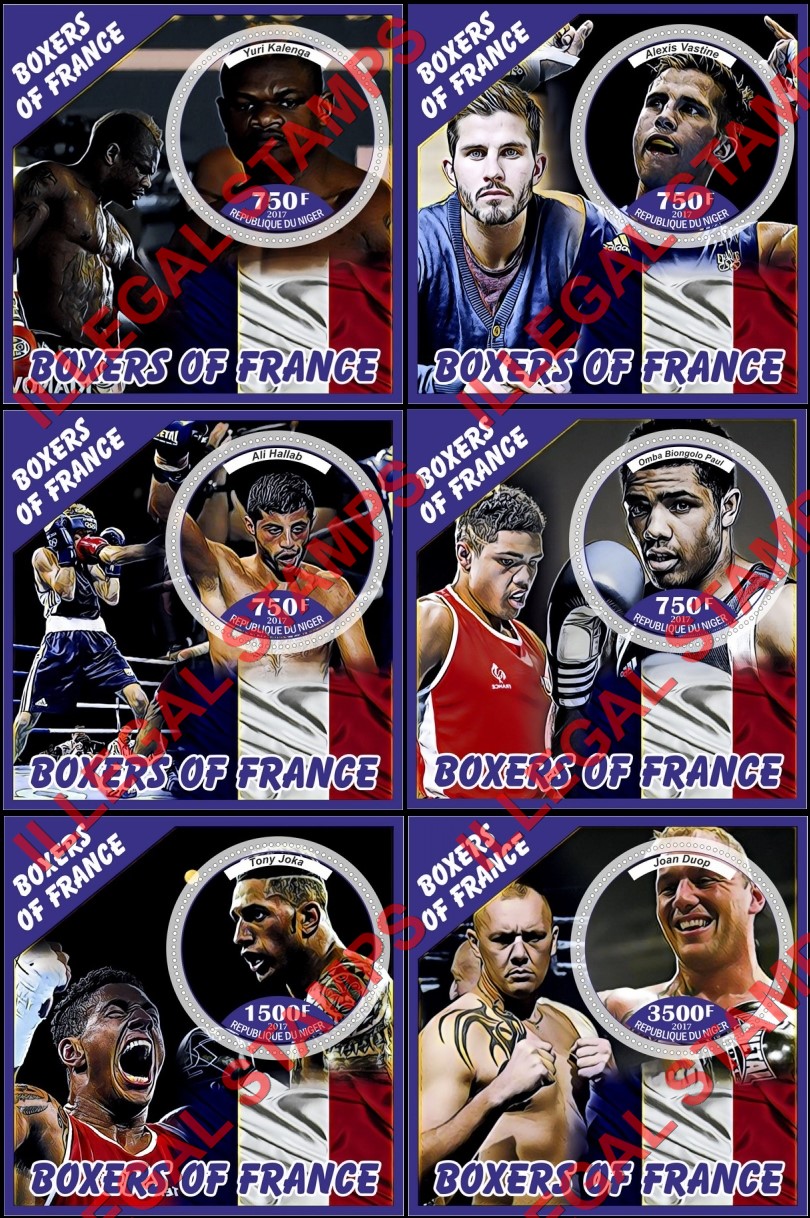 Niger 2017 Boxers in France Illegal Stamp Souvenir Sheets of 1
