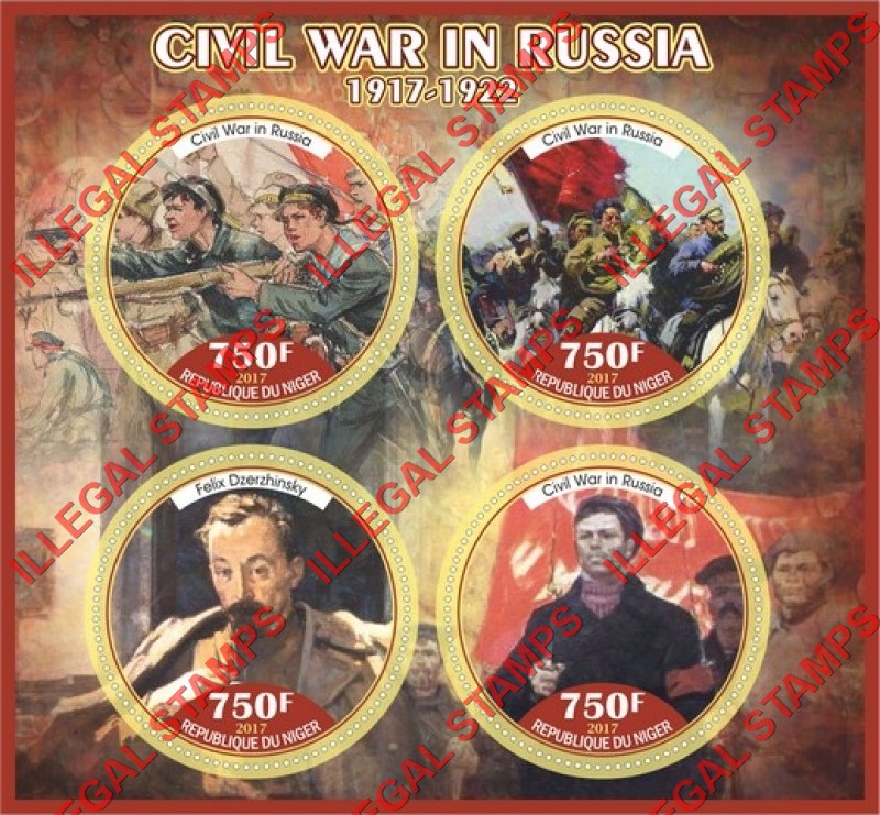 Niger 2017 Civil War in Russia Illegal Stamp Souvenir Sheet of 4