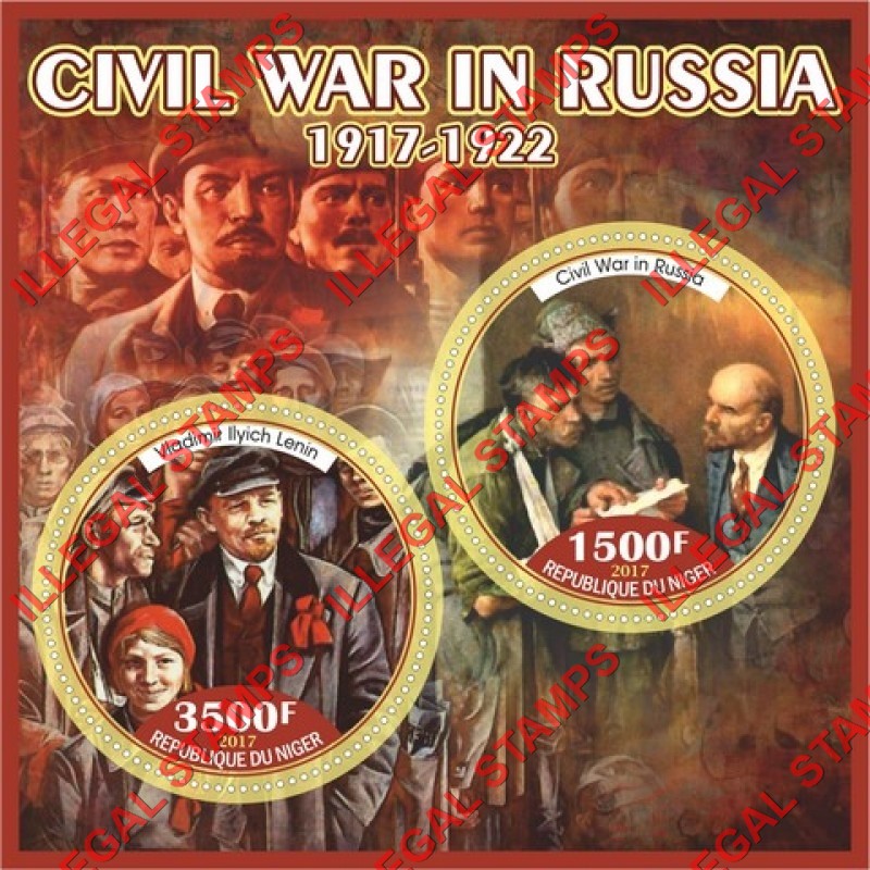Niger 2017 Civil War in Russia Illegal Stamp Souvenir Sheet of 2