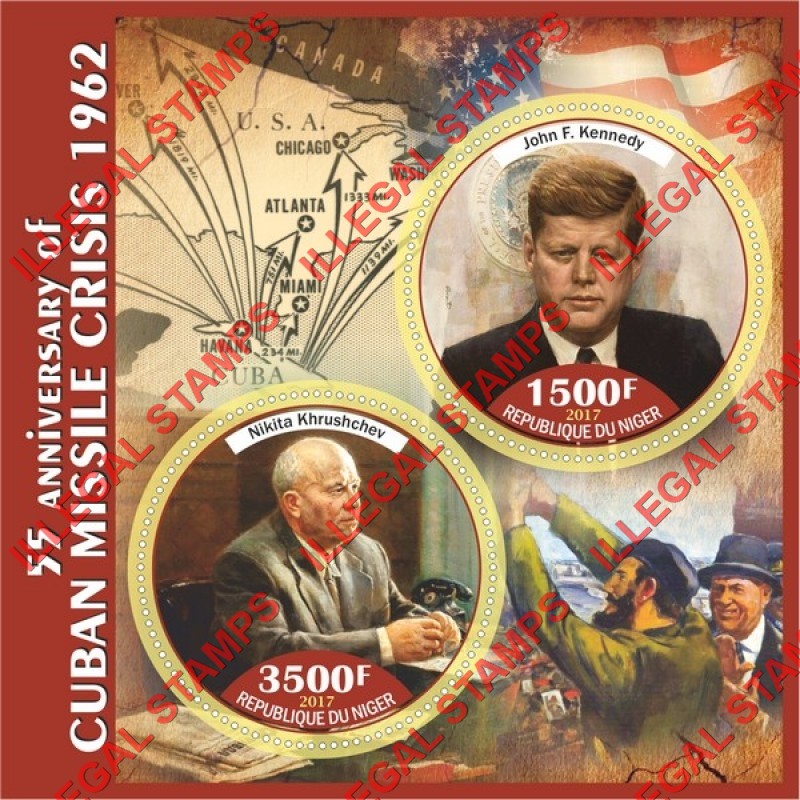 Niger 2017 Cuban Missile Crisis Illegal Stamp Souvenir Sheet of 2