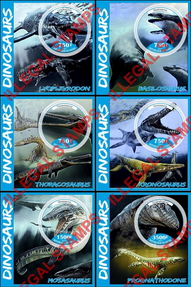 Niger 2017 Dinosaurs Illegal Stamp Souvenir Sheets of 1