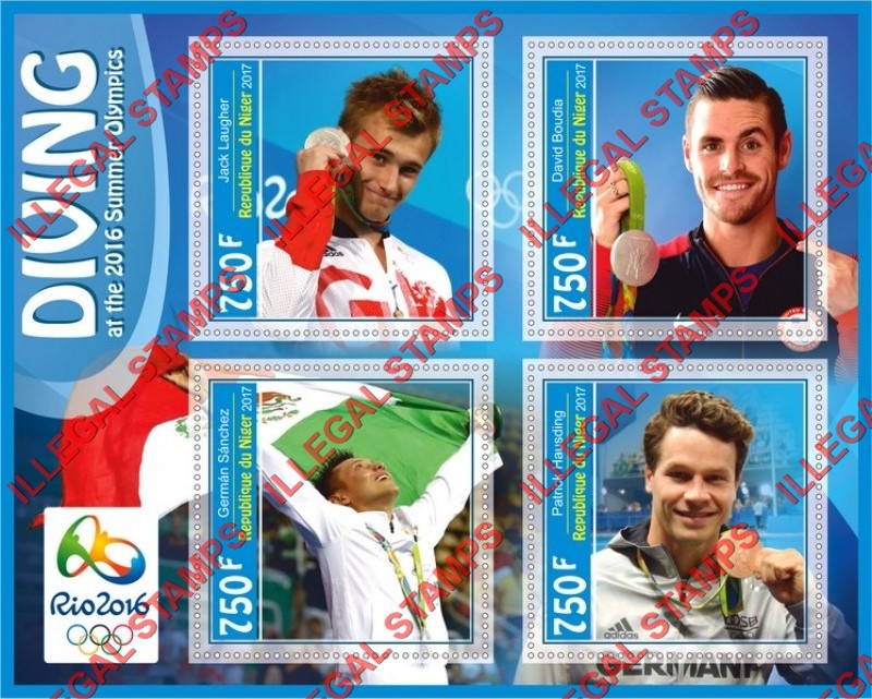 Niger 2017 Diving at the Summer Olympics in 2016 Illegal Stamp Souvenir Sheet of 4